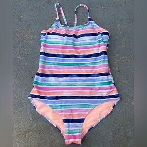 Athleta Kids Striped One Piece - Pink, Blue, Green